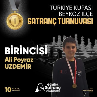 ALİ POYRAZ UZDEMİR, TÜRKİYE KUPASI BEYKOZ SATRANÇ İLÇE BİRİNCİLİĞİ TURNUVASI'NDA ŞAMPİYON!